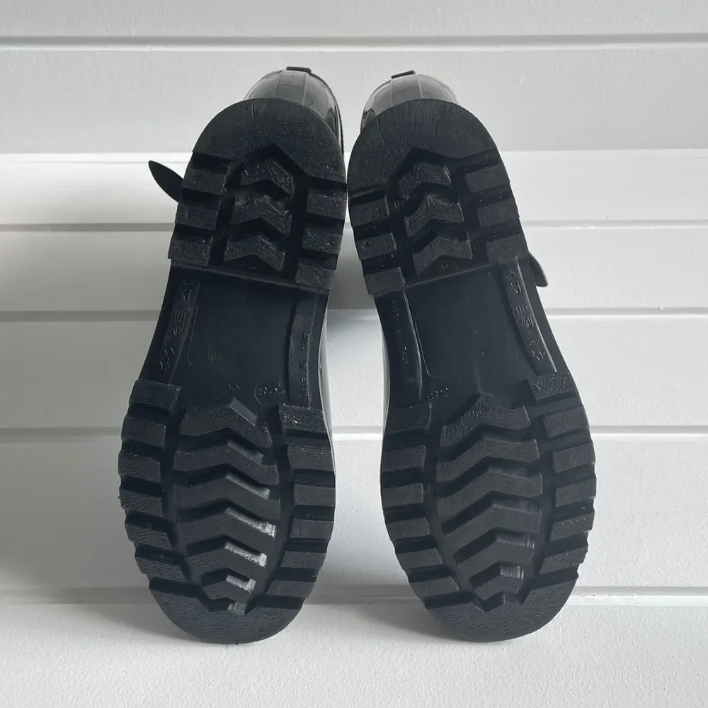 Burberry Kenyon Nova Check Belt Rain Snow Black Rubber Rain Boots Size 38/8 - Picture 10 of 14